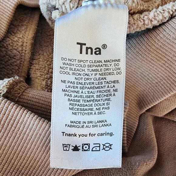 Aritzia TNA Cozy Fleece Womens XS Sweatshirt 1/4 Zip Tan Pullover Long Sleeve - Picture 9 of 11